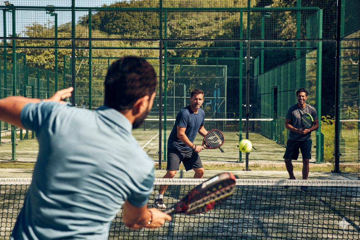 Session de padel en extérieur